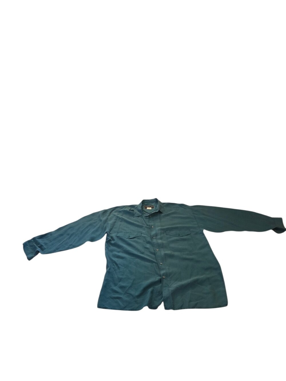 Substudio men's teal 100% silk button up long sleeve shirt, L. EUC.